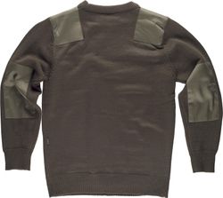 Pullover mit Rundhalsausschnitt und Schulter- und Ellbogenverstärkung Khaki Green