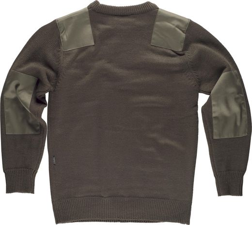 Pullover mit Rundhalsausschnitt und Schulter- und Ellbogenverstärkung Khaki Green