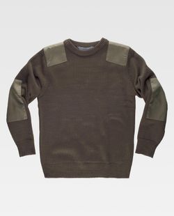 Pullover mit Rundhalsausschnitt und Schulter- und Ellbogenverstärkung Khaki Green