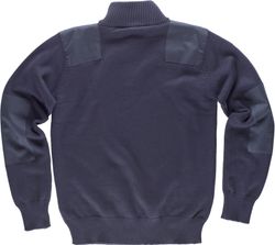 Pullover mit halbem Reißverschluss und Verstärkungen an Schultern und Ellbogen aus 100% Navy-Baumwolle