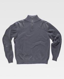 Pullover mit halbem Reißverschluss und Schulter- und Ellbogenverstärkung Grau