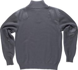 Pullover mit halbem Reißverschluss und Schulter- und Ellbogenverstärkung Grau
