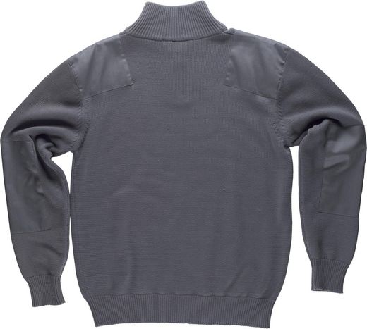 Pullover mit halbem Reißverschluss und Schulter- und Ellbogenverstärkung Grau