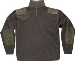 Jersey de media cremallera con refuerzos Verde Kaki