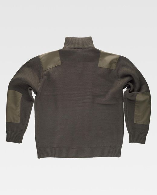 Jersey de media cremallera con refuerzos Verde Kaki