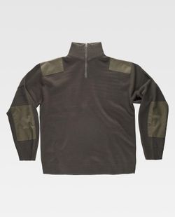 Jersey de media cremallera con refuerzos Verde Kaki