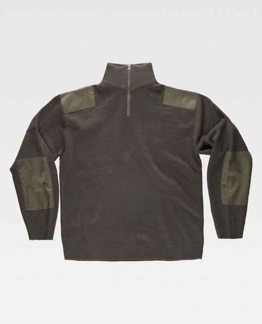 Jersey de media cremallera con refuerzos Verde Kaki