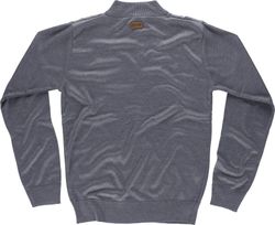 Fein gestrickter Pullover Hoher Hals mit Reißverschluss Elastische Taille und Manschetten Grau