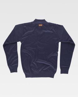 Fein gestrickter Pullover Hoher Halsausschnitt mit Reißverschluss Elastische Taille und Manschetten Navy