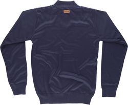Fein gestrickter Pullover Hoher Halsausschnitt mit Reißverschluss Elastische Taille und Manschetten Navy