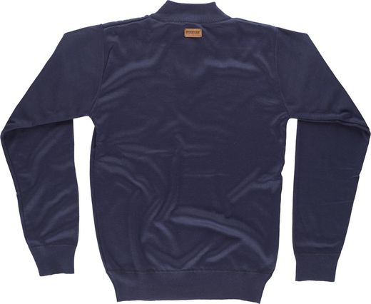Fein gestrickter Pullover Hoher Halsausschnitt mit Reißverschluss Elastische Taille und Manschetten Navy