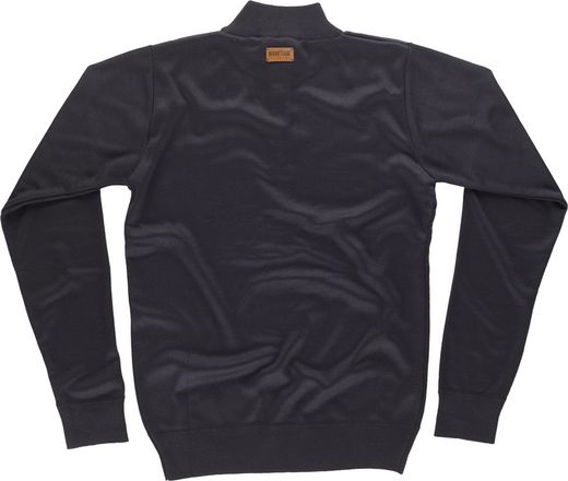 Fein gestrickter Pullover Hoher Hals mit Reißverschluss Elastische Taille und Manschetten Schwarz