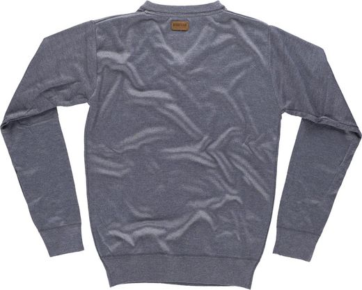 Fein gestrickter Pullover V-Ausschnitt Elastische Taille und Manschetten Grau