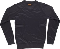 Fein gestrickter Pullover V-Ausschnitt Elastische Taille und Manschetten Schwarz