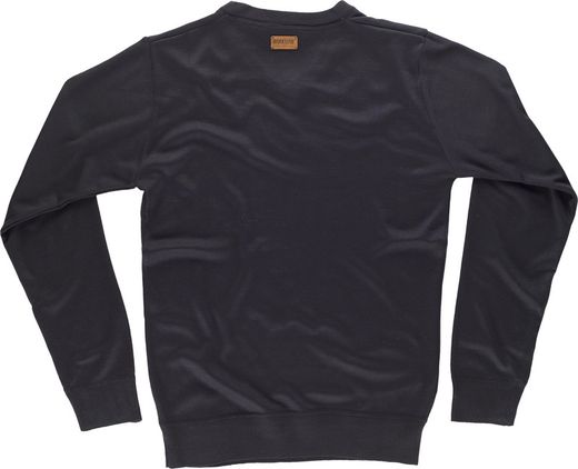 Fein gestrickter Pullover V-Ausschnitt Elastische Taille und Manschetten Schwarz