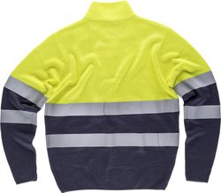 High Visibility Jumper mit halbem Reißverschluss und reflektierenden Bändern Yellow AV Navy
