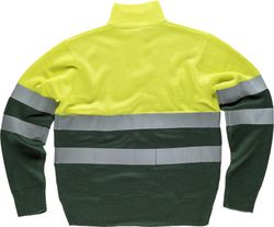 Hochsichtbarer Kombinationspullover mit halbem Reißverschluss und reflektierenden Bändern AV Yellow Dark Green