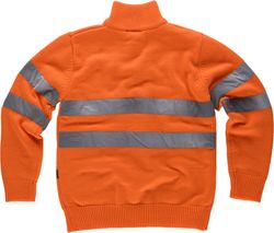 Gut sichtbarer Pullover mit halbem Reißverschluss und reflektierenden Bändern Orange AV