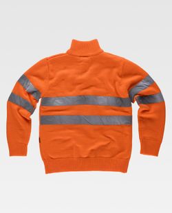 Gut sichtbarer Pullover mit halbem Reißverschluss und reflektierenden Bändern Orange AV