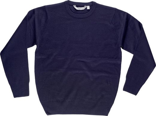 Pull en maille fine, col rond Marine