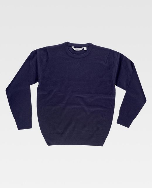 Fein gestrickter Pullover, Rundhals-Navy