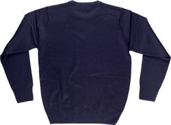 Fein gestrickter Pullover, Rundhals-Navy
