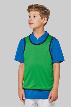 Kids' reversible rugby bib Lime / Spicy Orange