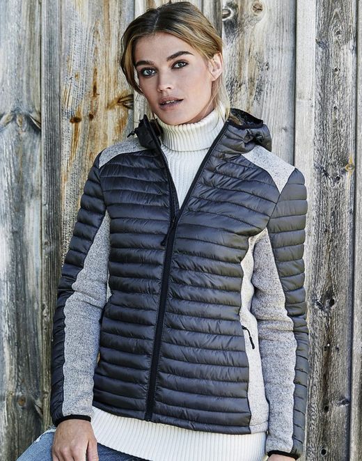 Giacca crossover da esterno con cappuccio da donna