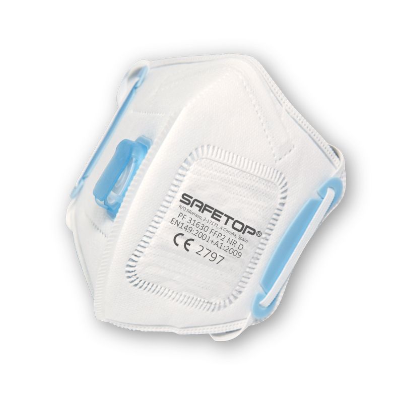 Mascarilla FFP2 válvula+membrana NR D plegable vertical