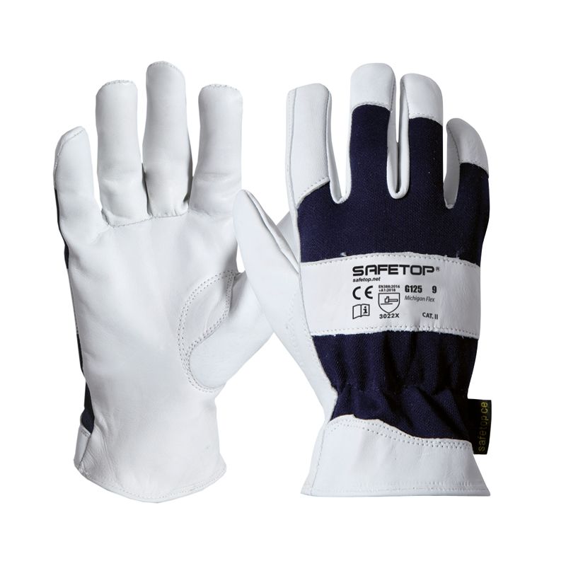 MICHIGAN FLEX, guante de poliéster y piel flor cabra -10