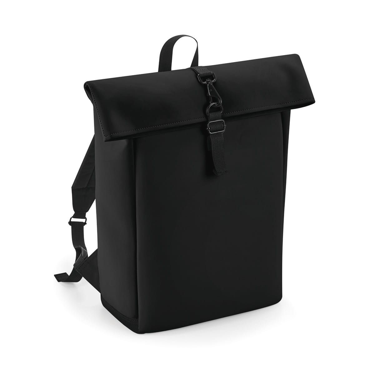 Mochila de poliuretano mate con solapa enrollable Black-One Size