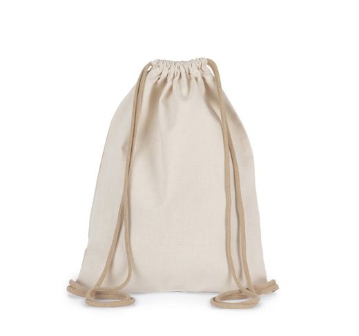 Kleiner Rucksack aus recyceltem Kordelzug.