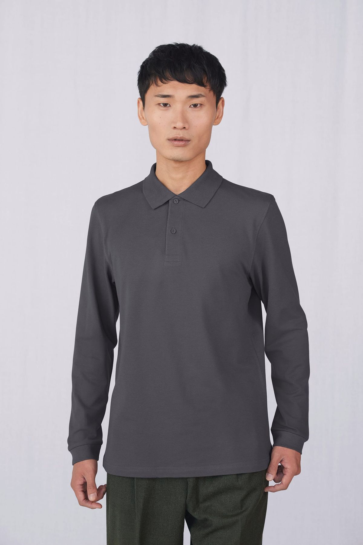 MY POLO 180 manga larga Hombre Dark Grey-4XL