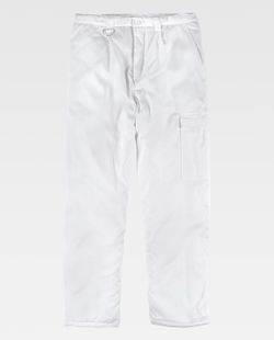 Gepolsterte Hose mit elastischer Taille und Beintasche Weiß