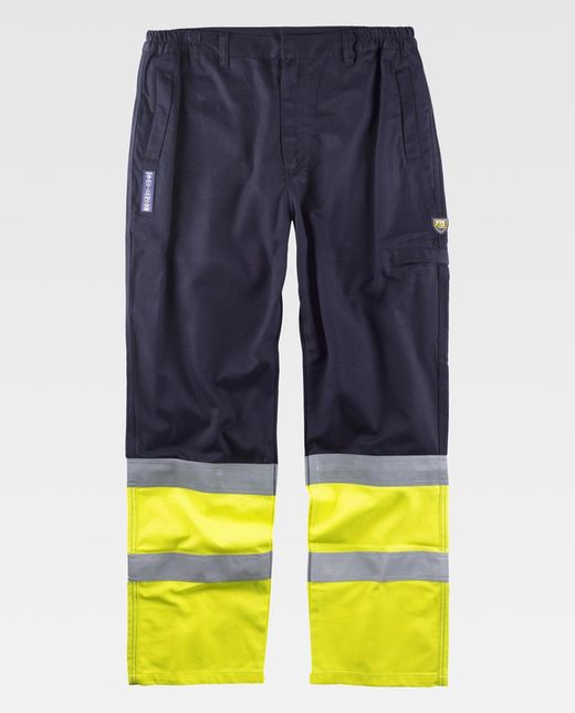 Flammhemmende AV-Hosen, Modacryl, Baumwolle und antistatisches Gewebe EN11611, EN11612, EN1149, EN61482 Navy Yellow AV