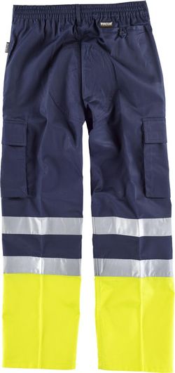 Pantalón bicolor, con dos cintas de alta visibilidad Marino Amarillo