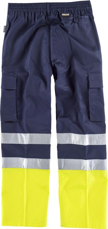 Pantalón bicolor, con dos cintas de alta visibilidad Marino Amarillo