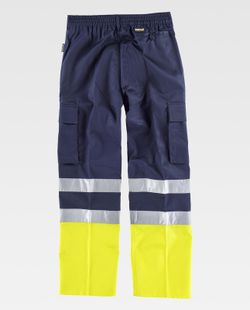Pantalón bicolor, con dos cintas de alta visibilidad Marino Amarillo