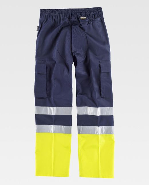 Pantalón bicolor, con dos cintas de alta visibilidad Marino Amarillo
