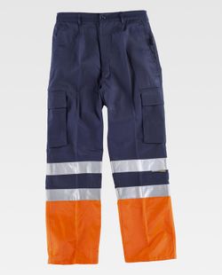 Zweifarbige Hose mit zwei gut sichtbaren Bändern und elastischem Bund Navy Orange AV