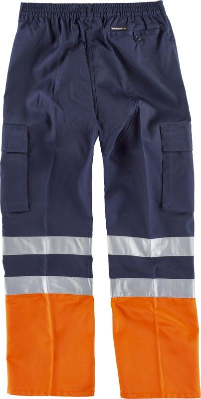 Zweifarbige Hose mit zwei gut sichtbaren Bändern und elastischem Bund Navy Orange AV