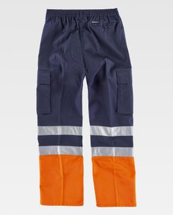 Zweifarbige Hose mit zwei gut sichtbaren Bändern und elastischem Bund Navy Orange AV