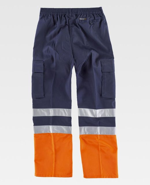 Zweifarbige Hose mit zwei gut sichtbaren Bändern und elastischem Bund Navy Orange AV