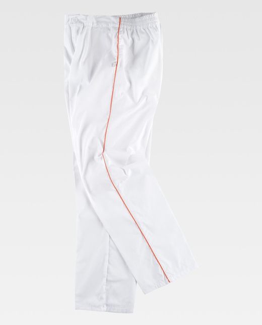 Elastische Taillenhose und Fly mit kontrastierenden Verzierungen White Orange
