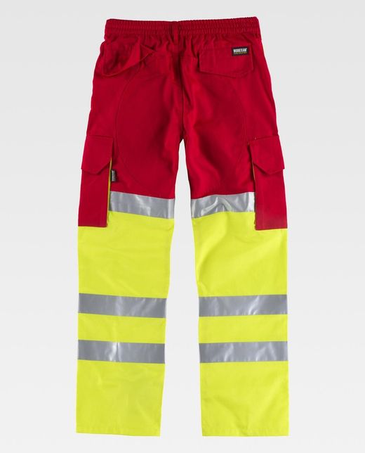 Warnkombinationshose mit reflektierenden Bändern EN471 Rot Gelb AV
