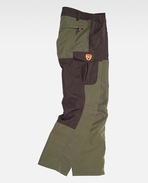 Kombinierte Hose mit 2 Seitentaschen, 2 Rückentaschen und 1 Beintasche in Hunting Green / Brown