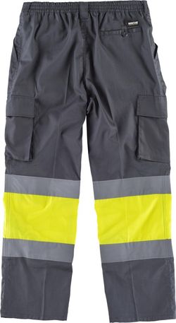 Pantalón con 2 cintas de alta visibilidad y reflectante Gris Amarillo