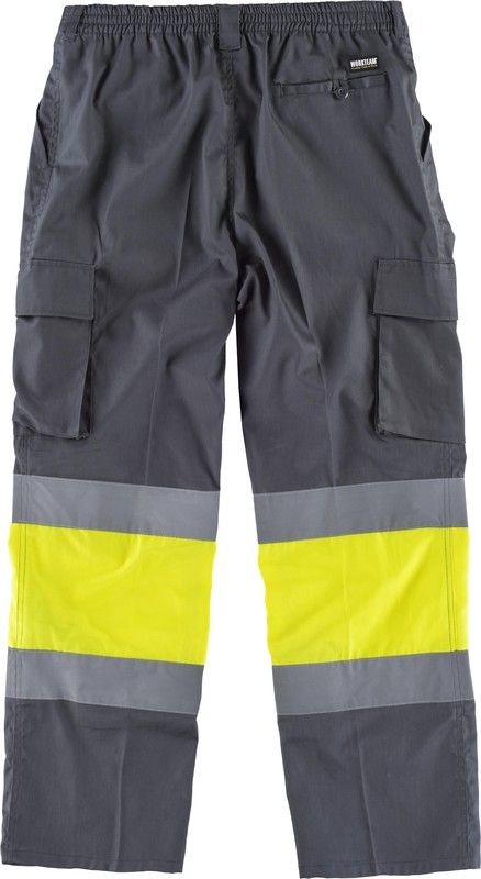 Pantalón con 2 cintas de alta visibilidad y reflectante Gris Amarillo