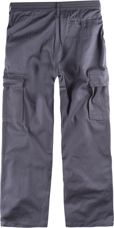 Hose mit elastischer Taille, mehrere Taschen aus 100% Baumwollgrau
