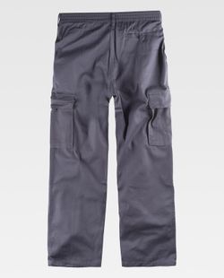 Hose mit elastischer Taille, mehrere Taschen aus 100% Baumwollgrau